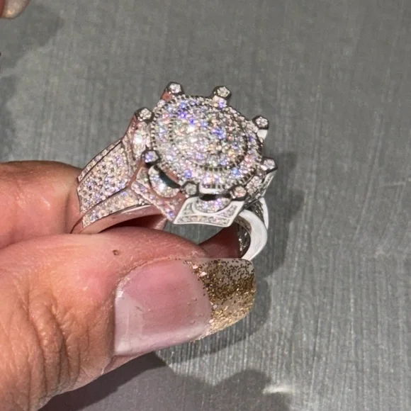 14k gold vermeil Real Moissanite diamond ring for men, 100% passes diamond tests - Picture 3 of 6